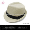 Chapeau blanc Fedora avec bande noire